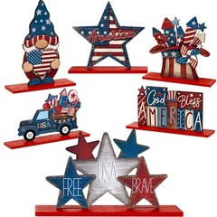 6 Pcs 4th of July Table Decorations Memorial Day Centerpiece Wooden Patriotic…