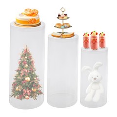 3Pcs Clear Round Cylinder Pedestal Stand For Wedding Party Display Stand Decor