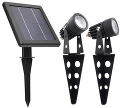 MINI 50X Twin Solar-Powered Cast Aluminium Warm White LED Spotlight 60-100 Lu…