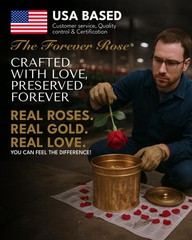 Forever Rose Real Red Rose Dipped in 24K Gold with Gold-Trimmed Petals and St…