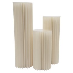3x Foldable Cardboard Flower Stands Columns Wedding Decor Display With PVC Plate