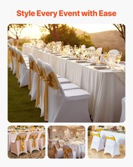 VEVOR 150PCS White Stretch Spandex Folding Chair Covers for Wedding Party Dining