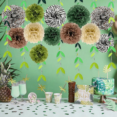 Jungle Safari Tissue Paper Pom Poms Wild Animal Zebra Leopard Print Cheetah Part