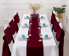 Pack Satin Table Runner 12 x 108 Inch, Smooth Table Runners for 24 Burgundy