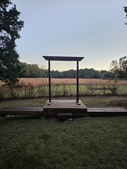 Rustic Wedding Arch & Platform Altar Stage Reclaimed Wood w/ White Birch Top