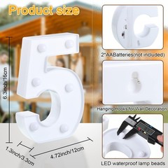 10 Pieces Decorative LED Light up Number Letters White Plastic Marquee Number…