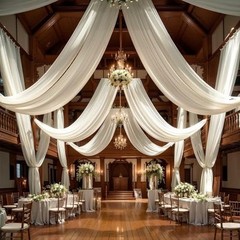 Wedding Arch Draping Fabric,1 Panel (1 Panel )6 Yards/18ft Beige Drapes Curtain