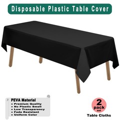 PARTY ULYJA Black Plastic Tablecloths 2 Pack Disposable Table Covers 54 x 108…