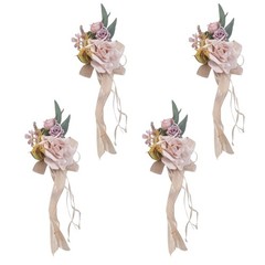 4Pcs Luxurious Simulation Rose Bowknot Car Decoration for Wedding Celebration