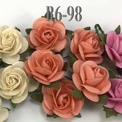 1″ /2.5 cm Open Roses Mulberry Paper flower Wedding Scrapbook Craft R6