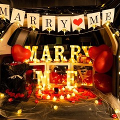 Complete Proposal Kit: LED ‘Marry Me’ Letters, Tea Lights, and Rose Petals