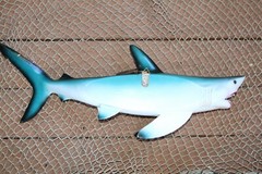 Ocean Theme Wedding Tiki Bar Decor,28″ MONSTER Shark Wall Hanging, 3-D,