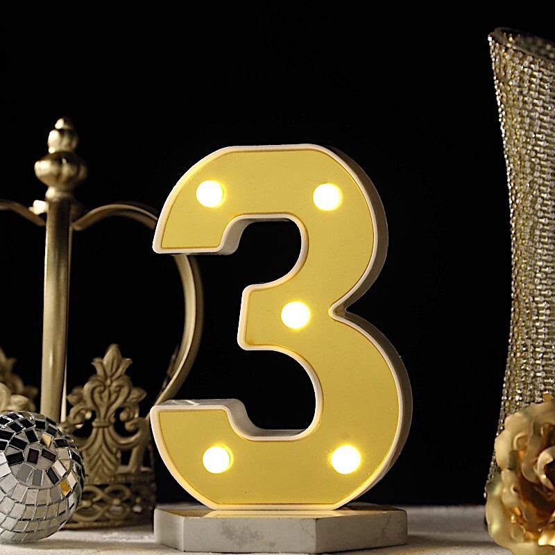 6″ tall GOLD 3 LED Lighted Marquee Numbers Sign Party Wedding Events Decorations