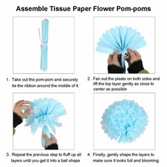 Blue Paper Flowers Tissue Pom Poms Ball Party Home Outdoor Wedding Decor 25 Pcs