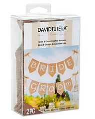 David Tutera Pre-printed BURLAP BANNER BRIDE & GROOM Pennant WEDDING DECOR NEW
