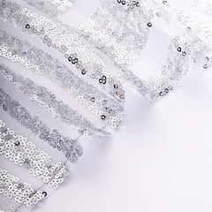 5 SILVER Tulle CHAIR SASHES Sequins Geometric Pattern Party Events Decorations