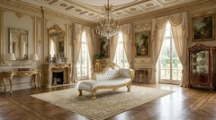 LUXURY 85″ Gold White Carved Mohagany Victorian Rococo Fainting Chaise Lounge