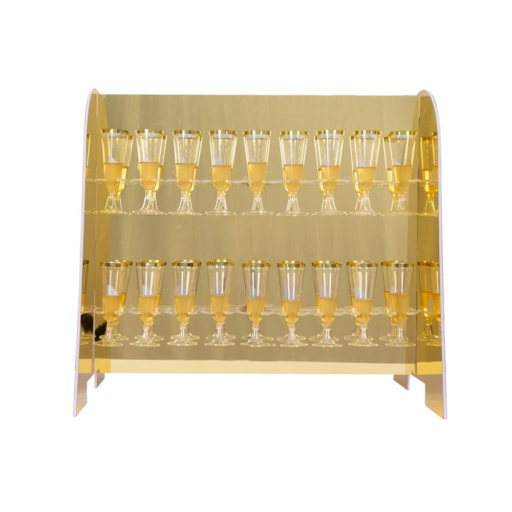 Gold 25″ Foam 2-Tier Wine Glass Rack Champagne Flute Holder Stand Events