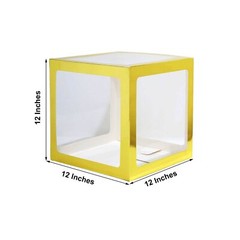 GOLD 12″ Transparent Balloon Boxes with Metallic Trim Centerpiece Decorations