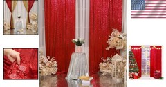 Versatile Red Sequin Backdrop Curtain 2 Panels 2Ft x 8Ft for Memorable Events