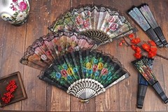 HUNANBANG 1 Dozen 12 Pieces Folding Hand Fans Church Wedding Gift, Party Favo…