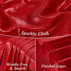 10×10 ft Red Sequin Backdrop Curtain Panels for Parties, Wrinkle Free Glitter…