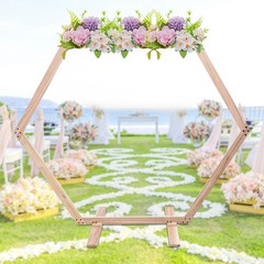 Hexagon Wood Wedding Arch Frame Decor Wood Hexagon Arch Backdrop Stand 7.1 FT