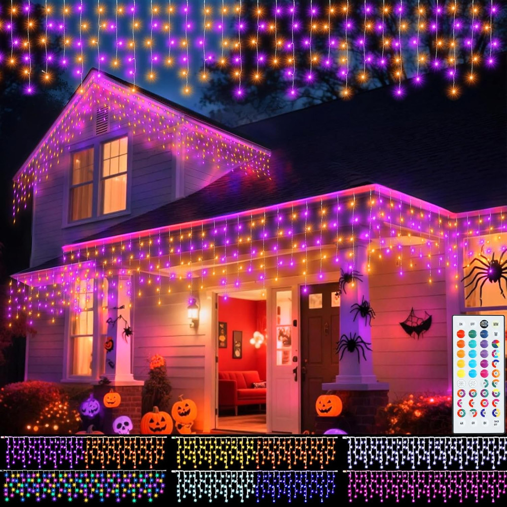 Color Changing Christmas Icicle Lights with Remote, 35 Colors 9 Modes Halloween