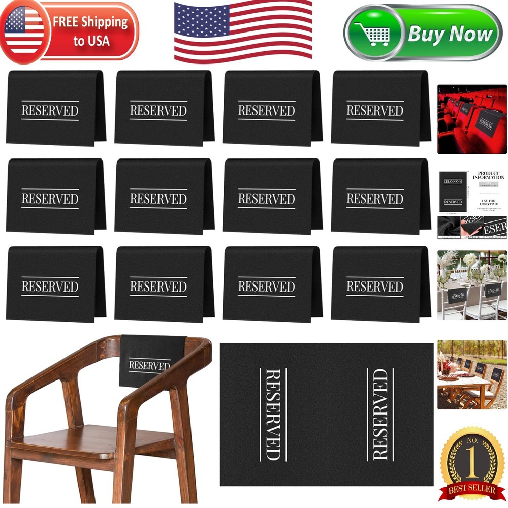 Reusable Black & White Reserved Signs for Weddings – Pack of 12 Durable Markers