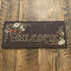Home Interior Decor Wood Sign WELCOME 18”x8” Stained Hand Painted Handmade 80s