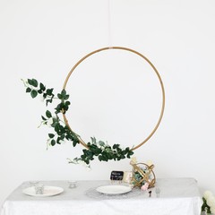 28-Inch wide Gold Metal Round Hoop Hanging Wreath Ring Wedding Party Decorations