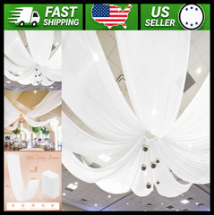 White Sheer Chiffon Ceiling Drapes for Wedding Arch Party Stage Decor