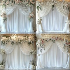 10ftx12ft Wrinkle Free White Backdrop Curtain, 2 Panels 12FT Height White Wed…