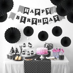 HQZ Black Party Hanging Fans DIY Set – 12pcs Set Pinwheels Fan DIY Paper Craf…