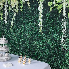 GREEN 8 ft x 8 ft Printed Vinyl Greenery Vines PHOTO BACKDROP Party Decorations