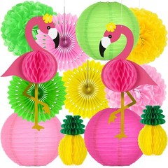 13PCS Hawaiian Party Decorations, Luau Party Decorations, Flamingo and Pineap…