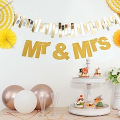 3 feet Gold Glittered Mr & Mrs Paper Hanging Wedding GARLAND Party Decorations