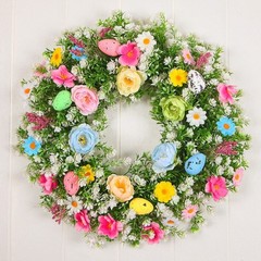 Holiday Decor Easter Wreath Plastic Foam Construction Lightweight Ready To Hang