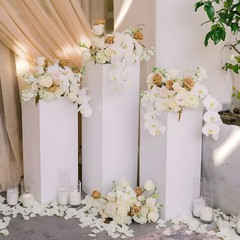 5PCS Metal White Cake Display Pedestal Stands Square Pillars for Party Wedding