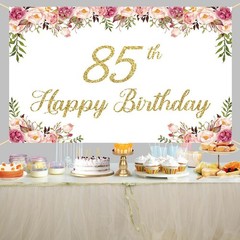 AIBIIN 7x5ft Happy 85th Birthday Backdrop for Women Pink Flowers Photography …