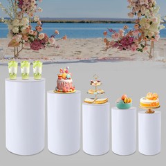 Cylinder Stands For Party-set Of 5 White Cylinder Pedestal Stand Decoration