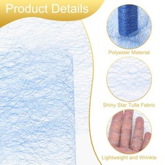 Moon & Star Tulle Rolls Fabric, 6″ x 10 Yard Nylon Tulle Ribbon, Dark Blue