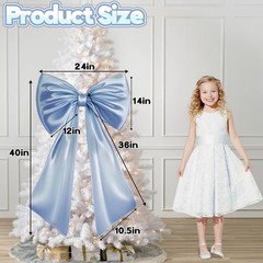 Elegant 40×24 Baby Blue Satin Bow – Oversized Wedding Decor for All Occasions