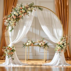 PARTISKY Wedding Arch Draping Fabric,2 Panels 18FT White Wedding Arch Drapes