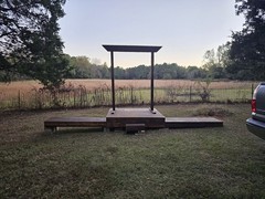 Rustic Wedding Arch & Platform Altar Stage Reclaimed Wood w/ White Birch Top