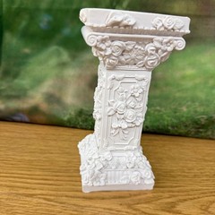 Floral Embossed White Resin Pedestal Stand For Wedding Candles or Decor