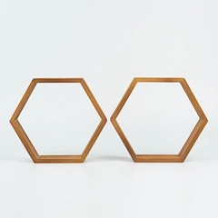 2 Hexagon 9″ Wood Geometric WALL SHELVES Wedding Party Decorations Supplies