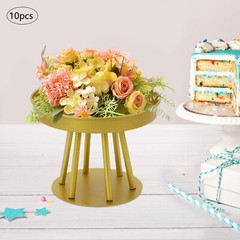10Pcs Circular Flower Stands 5.91inch Tall Gold Flower Stand for Wedding Decor