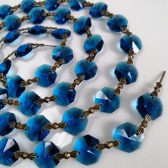 22Yards Peacock Blue Chain Crystal Octagonal beads Garland Chandelier Decoration