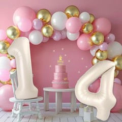 Cream White Number 10 Balloon for First Birthday Decorations,40 inch Huge Bei…